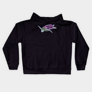 Sea Turtle in Violet and Green Kids Hoodie